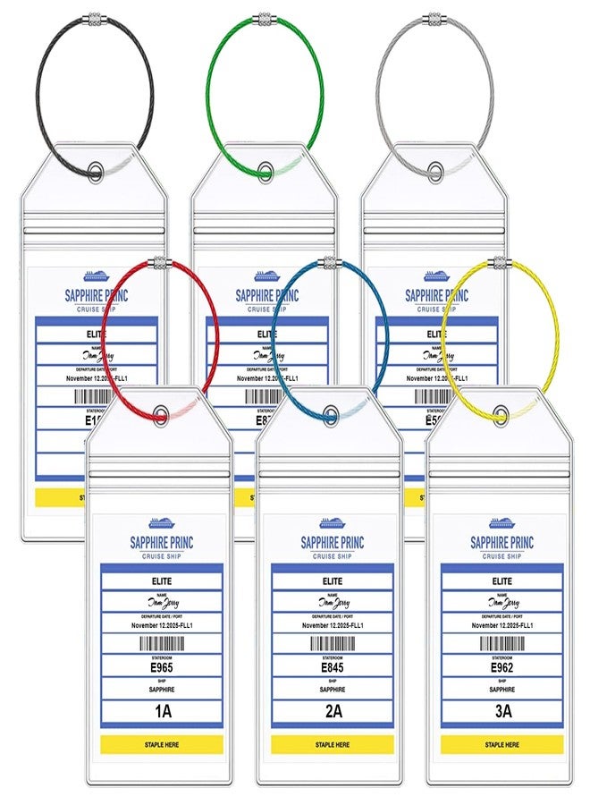 XIANGXING Princess Cruise Luggage Tag Holders, Zip Seal Clear Cruise Luggage Tags Holder with Steel Loops Fit for All Princess Cruise Line Ship & Itineraries Tags in 2024 & 2025 (6 Pcs with 6 Colors Ring) - Image 1